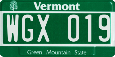 VT license plate WGX019