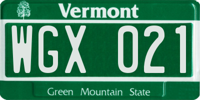 VT license plate WGX021