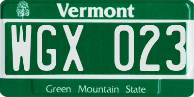 VT license plate WGX023