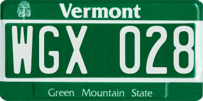 VT license plate WGX028