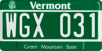 VT license plate WGX031