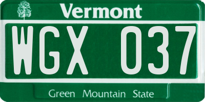 VT license plate WGX037