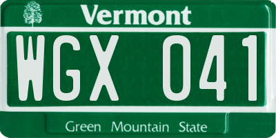 VT license plate WGX041