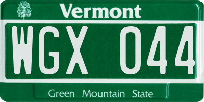 VT license plate WGX044