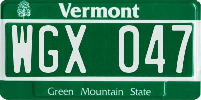 VT license plate WGX047
