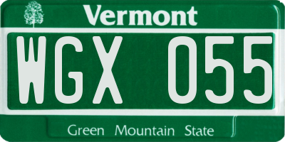 VT license plate WGX055