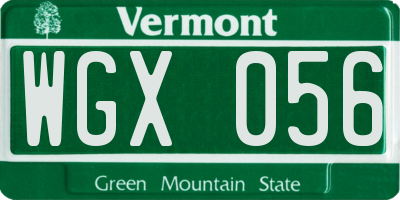 VT license plate WGX056