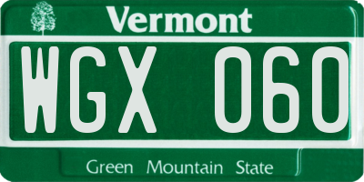 VT license plate WGX060