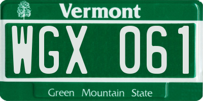 VT license plate WGX061