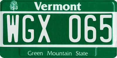 VT license plate WGX065