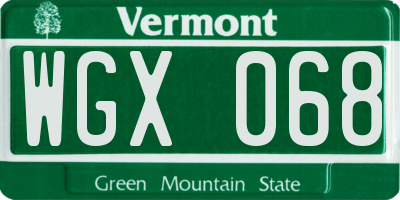 VT license plate WGX068