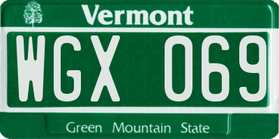 VT license plate WGX069
