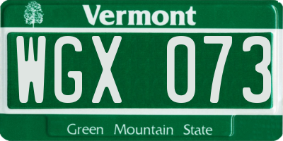 VT license plate WGX073