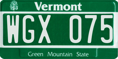 VT license plate WGX075