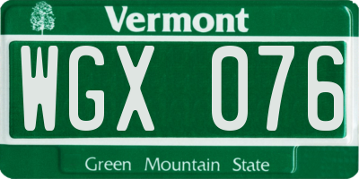 VT license plate WGX076