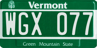 VT license plate WGX077
