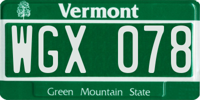 VT license plate WGX078