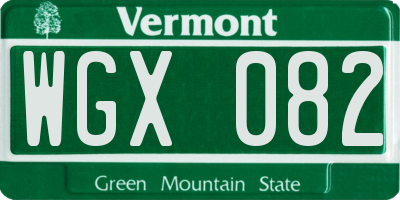 VT license plate WGX082