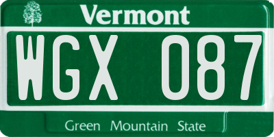 VT license plate WGX087
