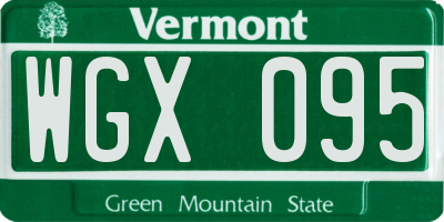 VT license plate WGX095
