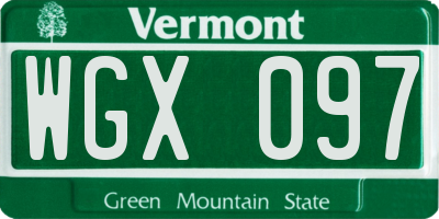 VT license plate WGX097