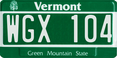 VT license plate WGX104