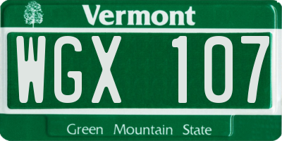 VT license plate WGX107