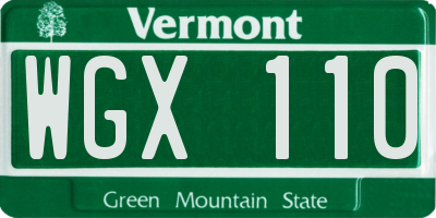 VT license plate WGX110