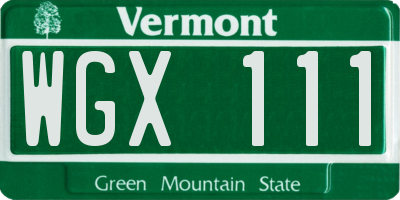 VT license plate WGX111