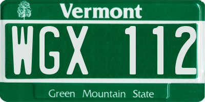 VT license plate WGX112