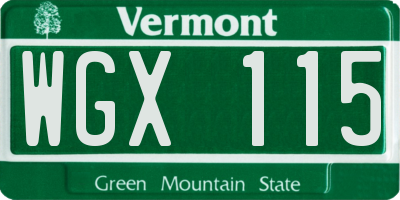 VT license plate WGX115