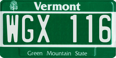 VT license plate WGX116