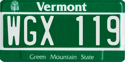VT license plate WGX119