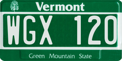 VT license plate WGX120