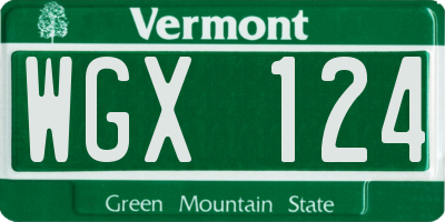 VT license plate WGX124