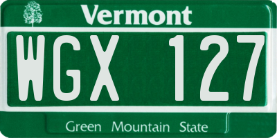 VT license plate WGX127