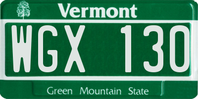 VT license plate WGX130