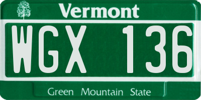 VT license plate WGX136