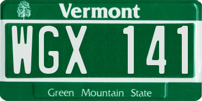 VT license plate WGX141