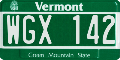 VT license plate WGX142