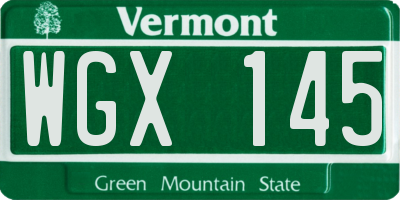 VT license plate WGX145