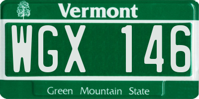 VT license plate WGX146