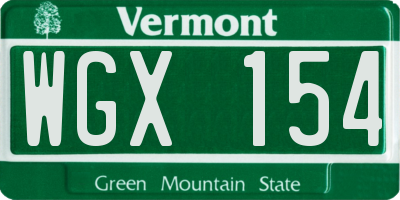 VT license plate WGX154