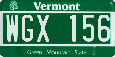 VT license plate WGX156