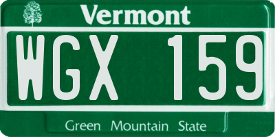 VT license plate WGX159