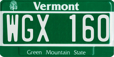 VT license plate WGX160