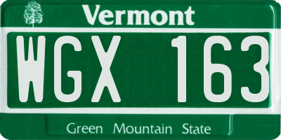 VT license plate WGX163