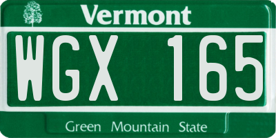 VT license plate WGX165