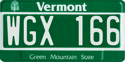 VT license plate WGX166
