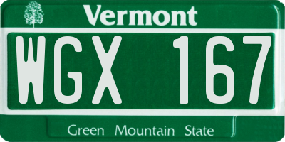 VT license plate WGX167
